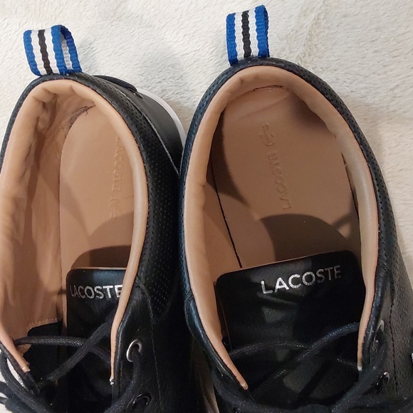 Lacoste Bayliss Black Leather With Silver Croc Sneakers Mens Size 11 - Picture 11 of 16